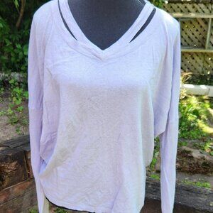 P268. Press Lavender Long-sleeved Tee with cut-out neckline detail |L